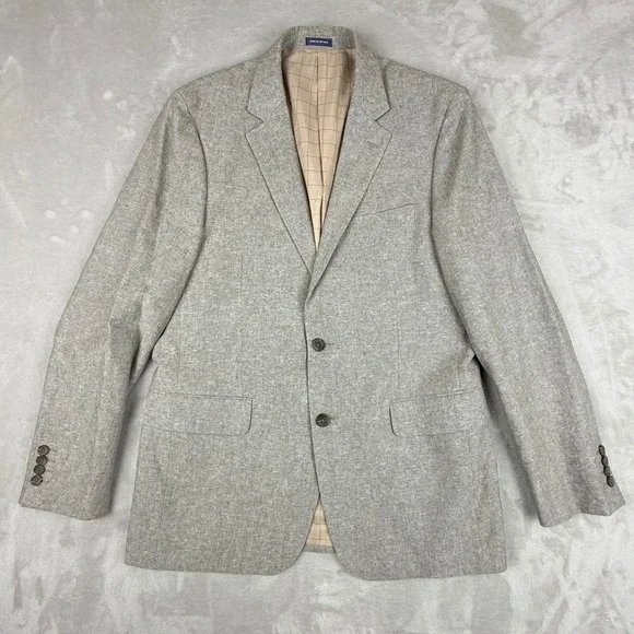 Stafford Linen Blend Sport Coat Mens 40R Tan Brown Classic Fit Blazer Preppy - Picture 1 of 16